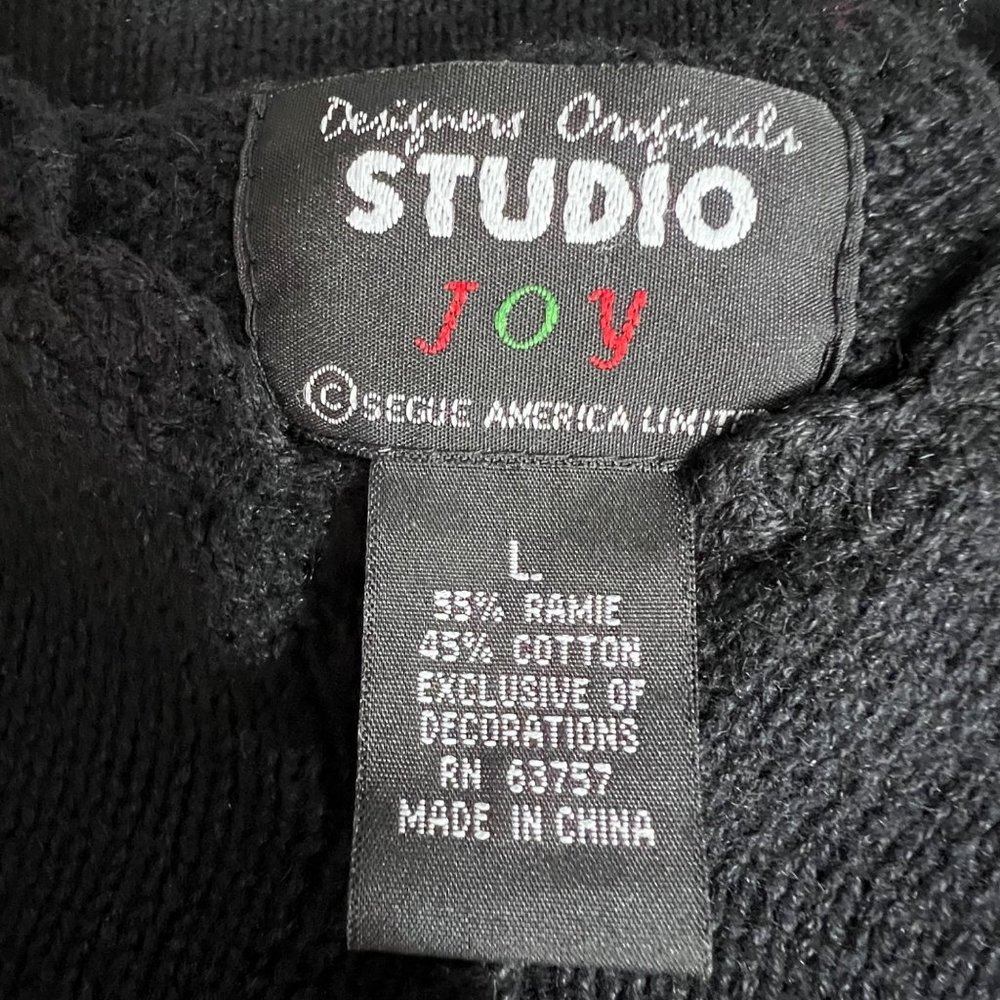 Designers Originals Studio Joy Christmas Sweater Vest L Cardigan Black Holly - Picture 6 of 6